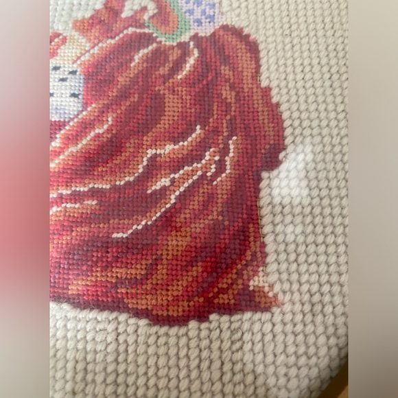 Vintage Needlepoint Set of Victorian Courting Lady and Gent 8x10 - Picture 7 of 11